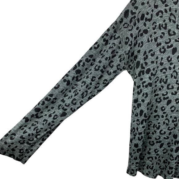 Rails Sami Long Sleeve Tee Top Charcoal Leopard Linen Blend Knit Women's S - Picture 5 of 7